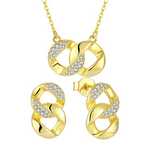 Load image into Gallery viewer, Loretana 925 Sterling Silver Gold Plated Necklace Earring Set Twisted Circle Fine Jewelry Set for Gifts Engagements