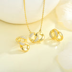 Load image into Gallery viewer, Loretana 925 Sterling Silver Gold Plated Necklace Earring Set Twisted Circle Fine Jewelry Set for Gifts Engagements
