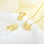 Load image into Gallery viewer, Loretana 925 Sterling Silver Gold Plated Necklace Earring Set Twisted Circle Fine Jewelry Set for Gifts Engagements
