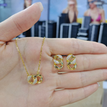 Load image into Gallery viewer, Loretana 925 Sterling Silver Gold Plated Necklace Earring Set Twisted Circle Fine Jewelry Set for Gifts Engagements