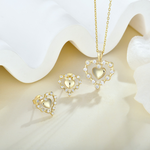 Load image into Gallery viewer, Loretana Romantic 18K Gold Plated Heart Pendant Necklace & Earrings Set 925 Sterling Silver Jewelry Set with Valentine's Day Jewelry Gift