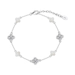 Load image into Gallery viewer, Four Leaf Clover Shell Pearl Bracelet | 925 Sterling Silver Luck Jewelry