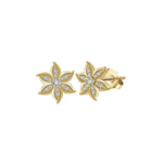 Load image into Gallery viewer, Gold Over 925 Silver Marquise Flower Stud Earrings | Loretana