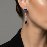 Load image into Gallery viewer, Duo Interchangeable Blue Zirconia Earrings Detachable 925 Sterling Silver