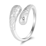 Load image into Gallery viewer, Snake Motif and Teardrop Adjustable Ring Set 925 Sterling Silver 14K Gold