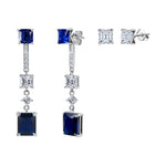 Load image into Gallery viewer, Duo Interchangeable Blue Zirconia Earrings Detachable 925 Sterling Silver