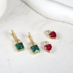 Load image into Gallery viewer, Dual Interchangeable Hoop Earrings Blue Zirconia Detachable Drop 925 Silver Gold Plated