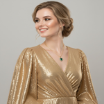 Load image into Gallery viewer, Loretana Green Heart Gold Plated Necklace