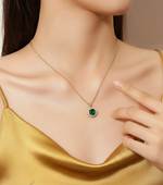 Load image into Gallery viewer, Loretana Green Zircon Gold plated Necklace