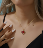Load image into Gallery viewer, Loretana Red Heart Gold Plated Necklace