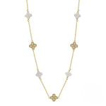 Load image into Gallery viewer, Four Leaf Clover Charm Necklace 925 Sterling Silver Shell Pearl 14K Gold Plated