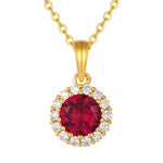 Load image into Gallery viewer, Luxury Red Ruby Zircon Pendant Necklace 925 Sterling Silver Gold Plated Round