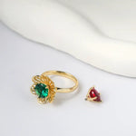 Load image into Gallery viewer, Interchangeable Flower Duo Zirconia Ring 925 Sterling Silver Rhodium Series