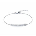 Engravable silver curved bar bracelet in 925 sterling silver showing a flat surface ready for engraving