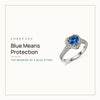 Blue means protection: the meaning of a blue stone. Loretana cover with the Blue CZ Heart Ring, 925 silver.
