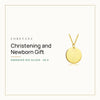 Christening and newborn gift. Loretana cover with the Engraved Coin Necklace, 14K gold-plated.