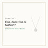 What Is the Difference Between Fine, Demi-Fine and Fashion Jewelry? Loretana cover with the 925 silver engraved coin necklace.