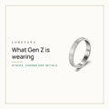 What Jewelry Is Gen Z Wearing? Loretana cover with the 3mm engravable silver stacking ring.