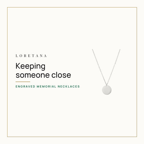 What Is a Memorial Necklace, and What Should You Engrave on It? Loretana cover with the 925 silver engraved coin necklace.