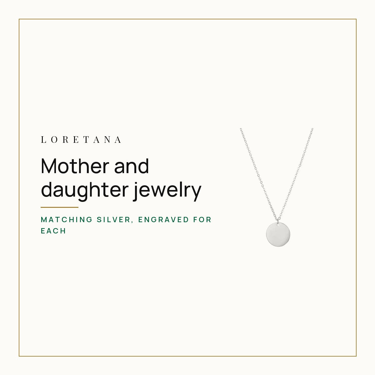 What Is Mother and Daughter Jewelry, and Which Pieces Match? Loretana cover with the 925 silver engraved coin necklace.