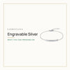 Engravable Silver — what you can personalise. Loretana cover with the Engraved Curved Bar Bracelet, CZ · 925 Silver.