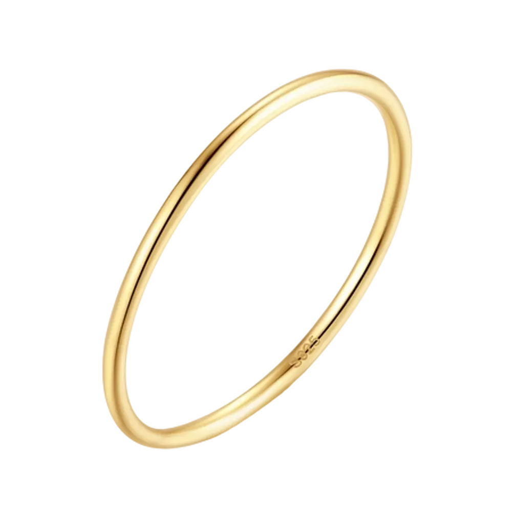 925 Silver Gold-Plated Thin Stacking Ring