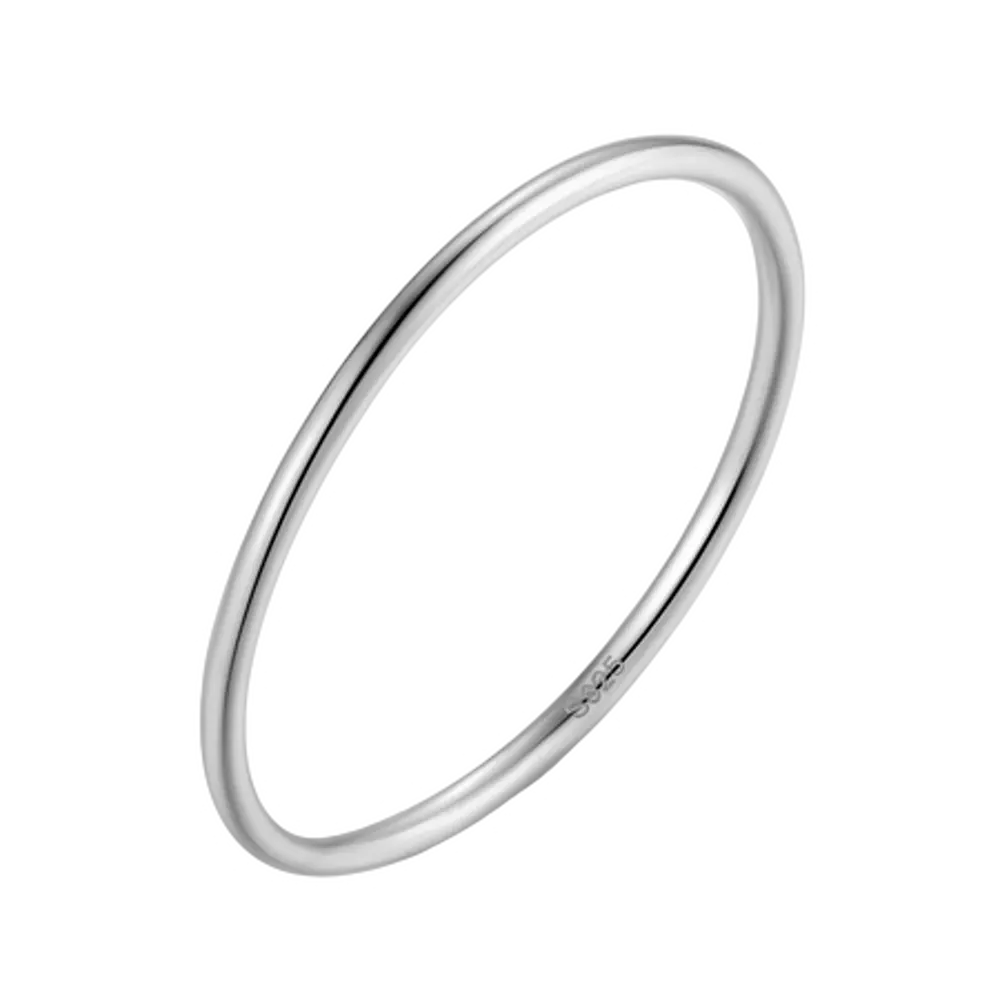 925 Silver Rhodium-Plated  Thin Stacking Ring