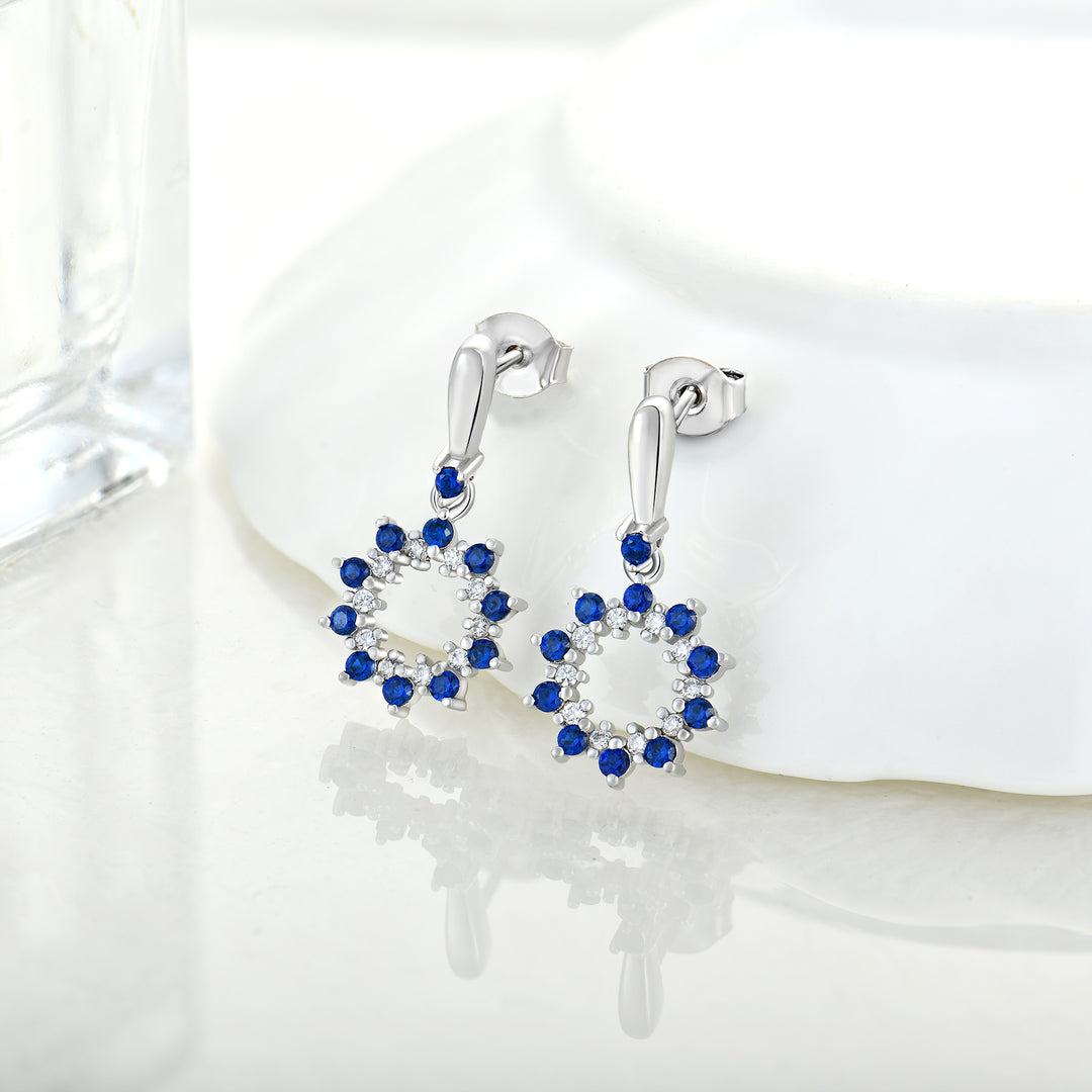 Loretana Necklace & Earrings Set Modern 925 Sterling Silver Jewelry Sets Star of David Rhodium Plating