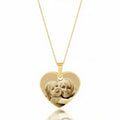 Close up of the 14K gold-plated Photo Engraved Heart Necklace showing high-precision photo engraving 

