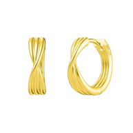 14K Gold Minimalist Hoops in 925 sterling silver displayed on a white background showing their high-polish circular design.