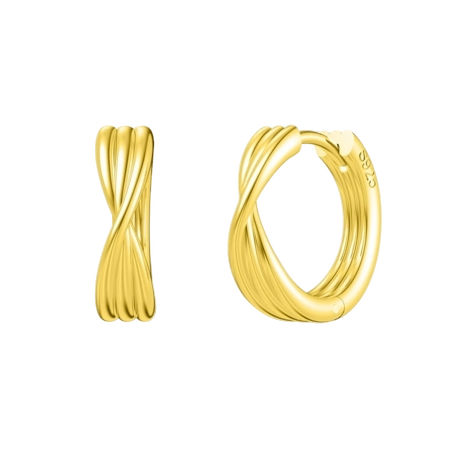 14K Gold Minimalist Hoops in 925 sterling silver displayed on a white background showing their high-polish circular design.