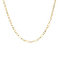 14K gold-plated 925 sterling silver Paperclip Chain Necklace on a white background, showing its elongated links.