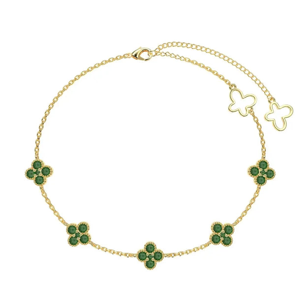 14K gold clover bracelet in 925 silver with AAAAA zirconia