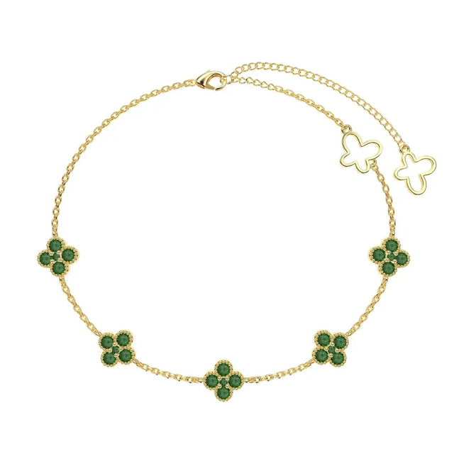 14K gold clover bracelet in 925 silver with AAAAA zirconia