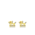 14K gold-plated crown stud earrings in 925 silver with AAAAA zirconia