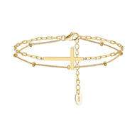 14K gold double layer cross bracelet in 925 silver