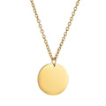 Engravable coin necklace on cable chain, 14K gold-plated 925 sterling silver