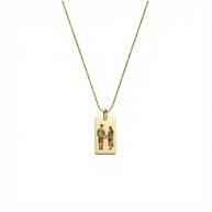 14K gold engraved square pendant necklace in 925 silver with custom laser engraving