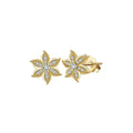 14K gold-plated marquise flower stud earrings in 925 silver with AAAAA zirconia