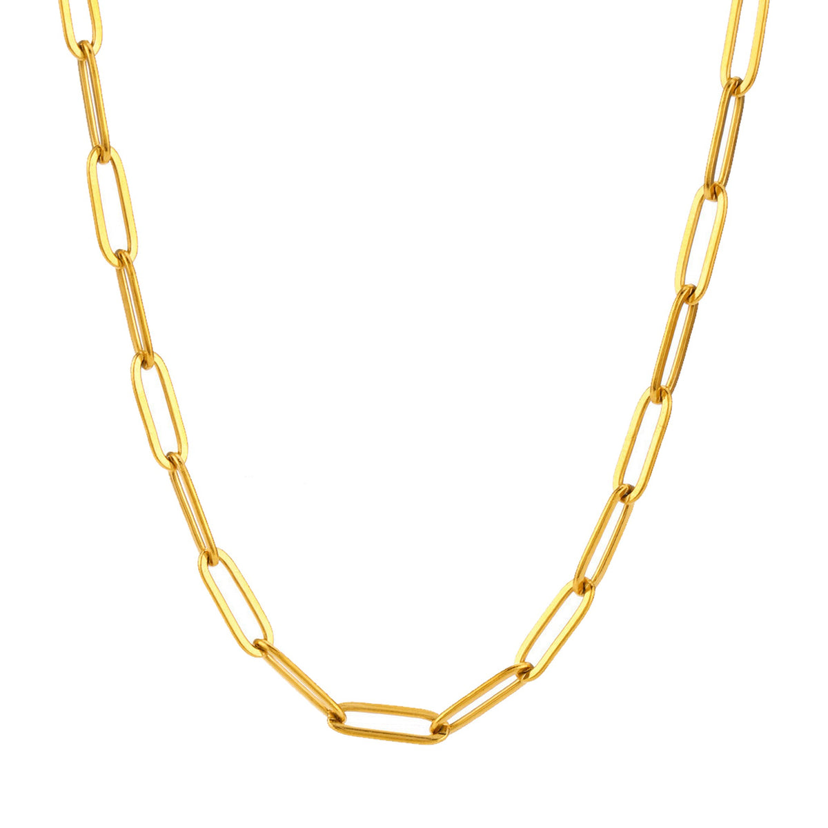 Paperclip chain necklace 50cm, 14K gold-plated 925 sterling silver