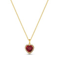 Red CZ Heart Necklace in 14K gold-plated 925 silver: a heart-cut red AAAAA cubic zirconia framed by white stones, on a fine chain