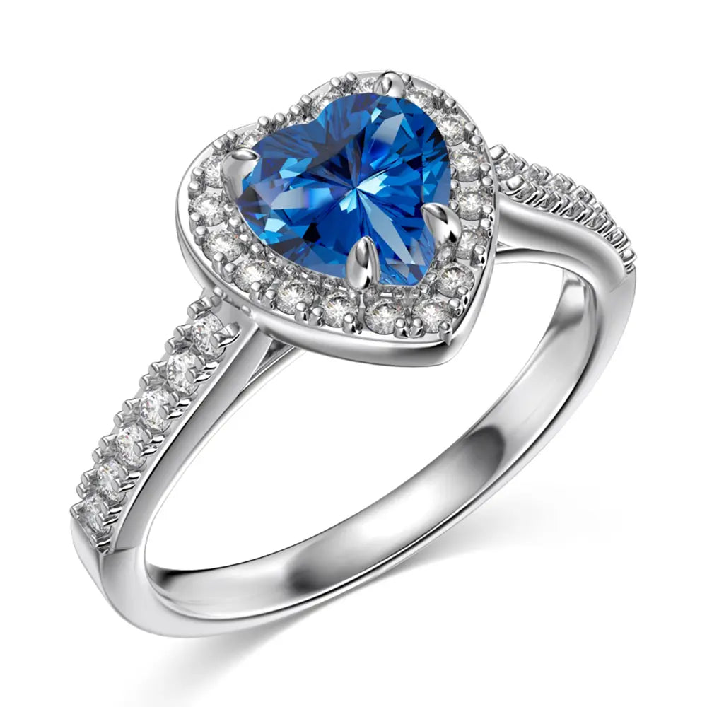 Blue Sapphire Heart Ring 925 Sterling Silver Radiant Collection
