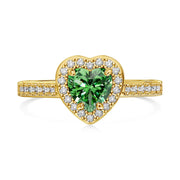 Green Emerald Heart Ring 925 Sterling Silver Gold Radiant Series