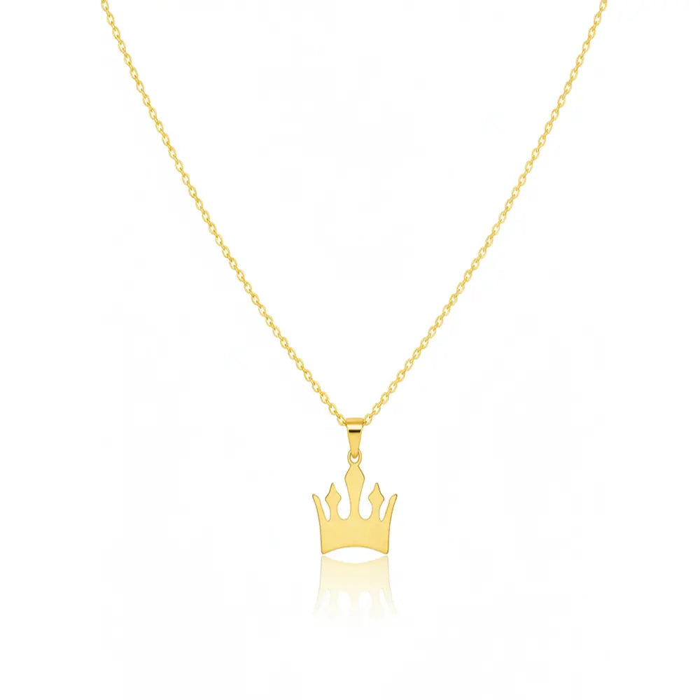 Close up of 18K gold minimalist crown charm