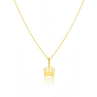 Close up of 18K gold minimalist crown charm