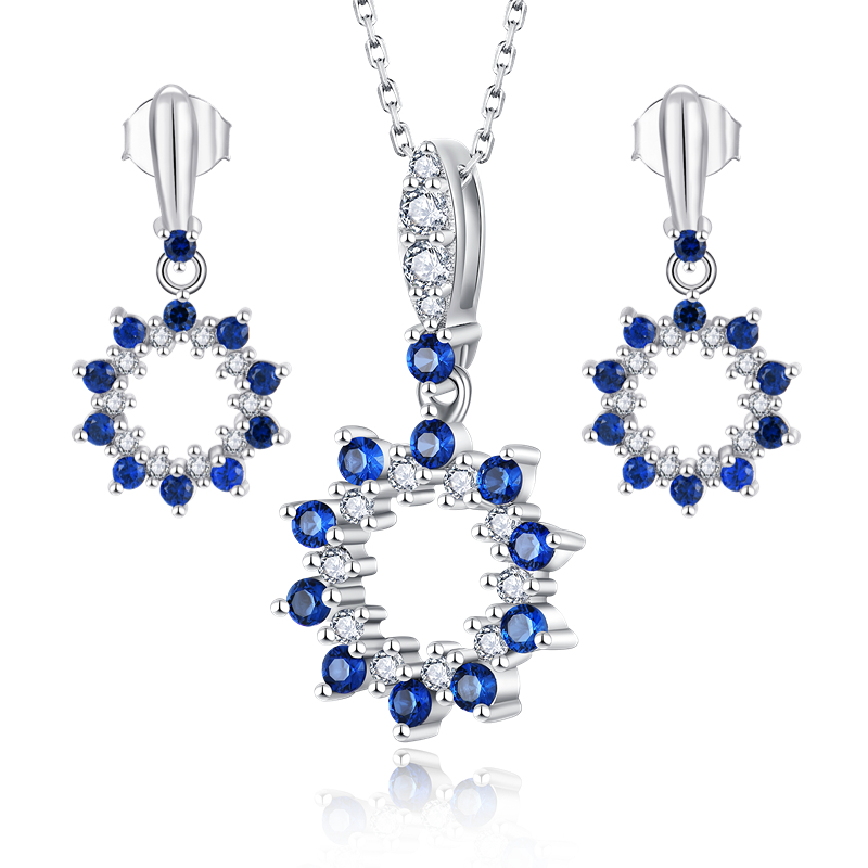 Loretana Necklace & Earrings Set Modern 925 Sterling Silver Jewelry Sets Star of David Rhodium Plating
