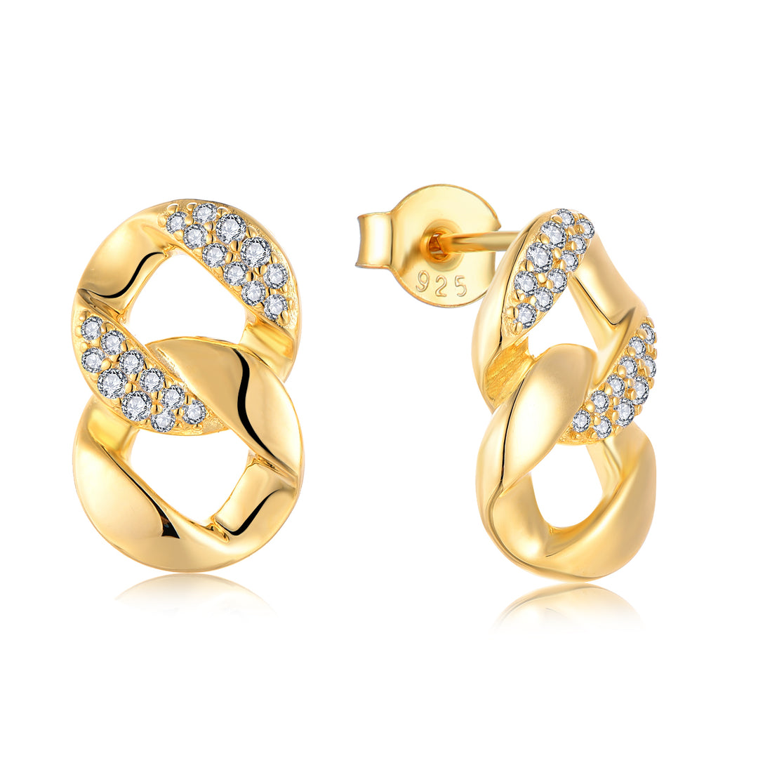 Loretana  925 Sterling Silver Gold Plated Necklace Earring Set Twisted Circle Fine Jewelry Set for Gifts Engagements