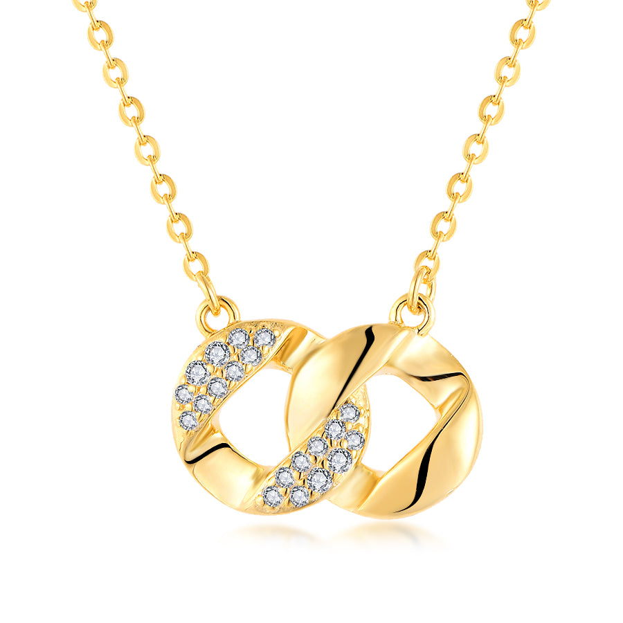 Loretana  925 Sterling Silver Gold Plated Necklace Earring Set Twisted Circle Fine Jewelry Set for Gifts Engagements