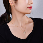 Load image into Gallery viewer, Loretana Romantic 18K Gold Plated Heart Pendant Necklace &amp; Earrings Set 925 Sterling Silver Jewelry Set with Valentine&#39;s Day Jewelry Gift
