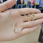 Load image into Gallery viewer, Loretana 925 Sterling Silver Jewelry Set Fine Gold Plated Zirconia Engagement Wedding Bridal Link Chain Earring and Necklace Set
